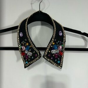 Black Collar with Colorful Gem Embellishments